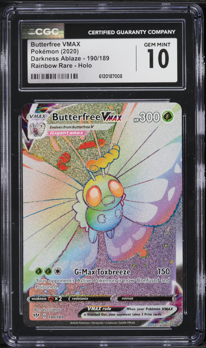 2020 Pokemon Sword & Shield Darkness Ablaze Rainbow Rare Butterfree VMAX #190 CGC 10 GEM MINT