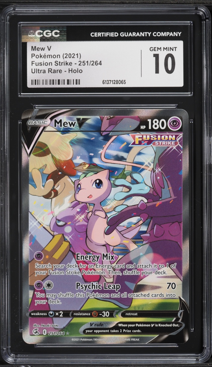 2021 Pokemon Sword & Shield Fusion Strike Full Art Mew V #251 CGC 10 GEM MINT