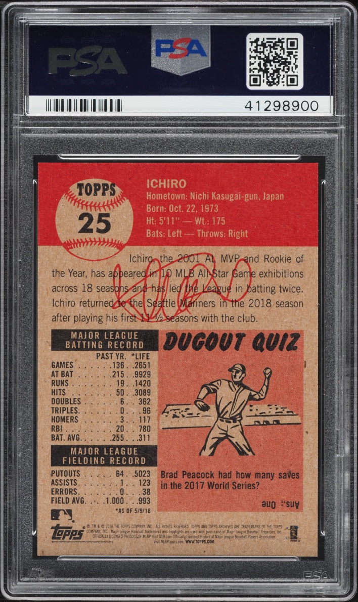 2018 Topps Living Ichiro Suzuki #25 PSA 10 GEM MINT