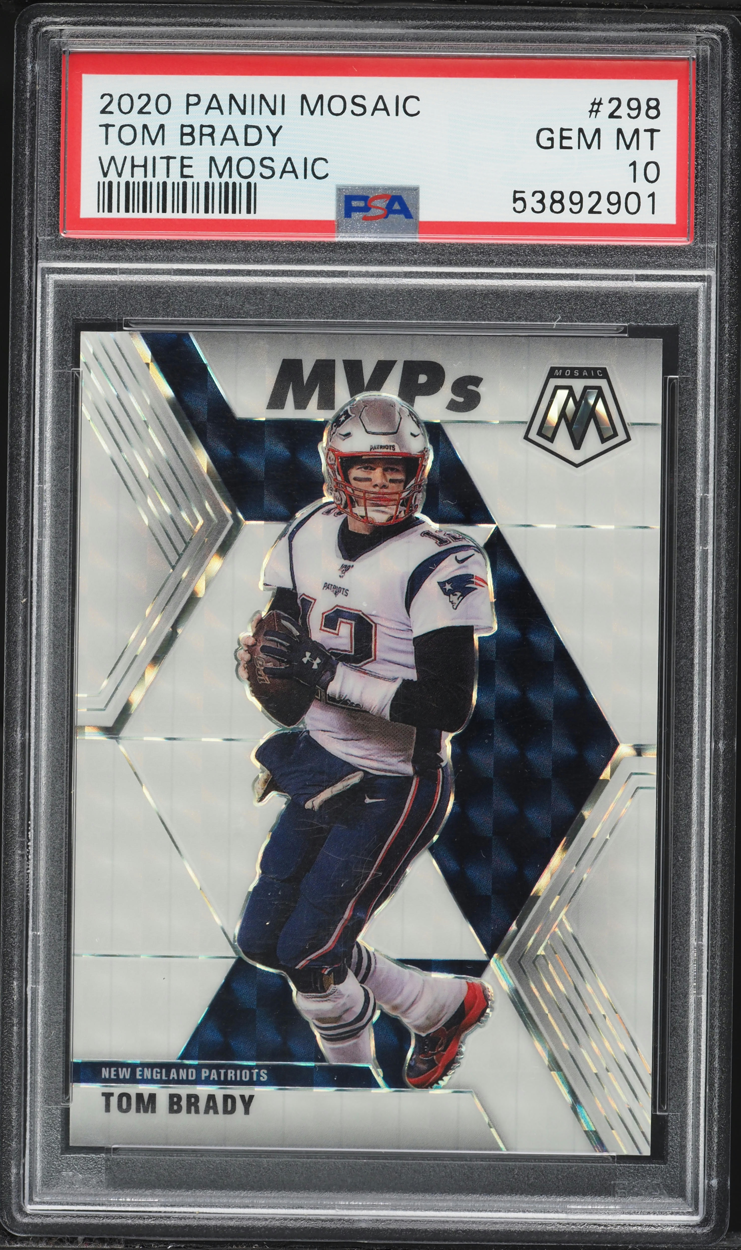2020 Panini Mosaic White Tom Brady /25 #298 PSA 10 GEM MINT on