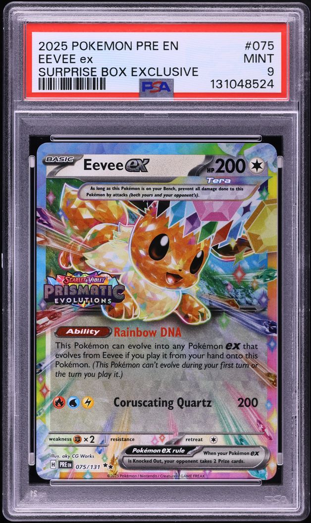 2025 Pokemon SV Prismatic Evolutions Surprise Box Exclusive Eevee EX #75 PSA 9 MINT