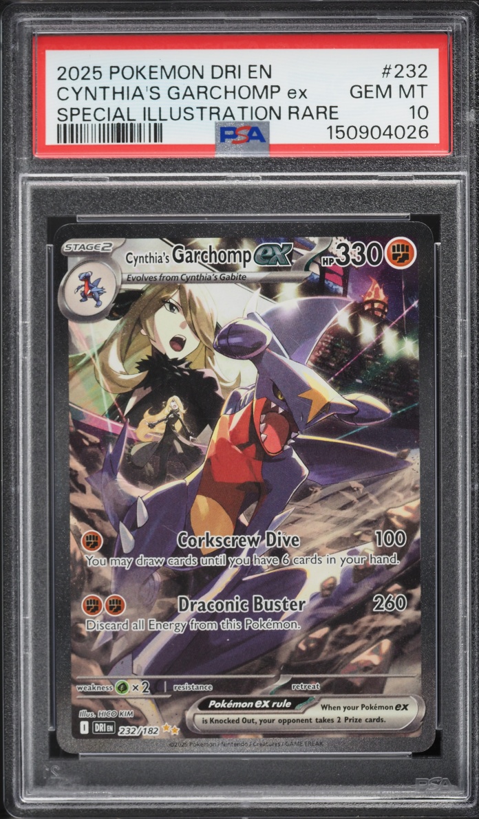 2025 Pokemon Scarlet & Violet Destined Rivals SIR Cynthia's Garchomp ex #232 PSA 10 GEM MINT