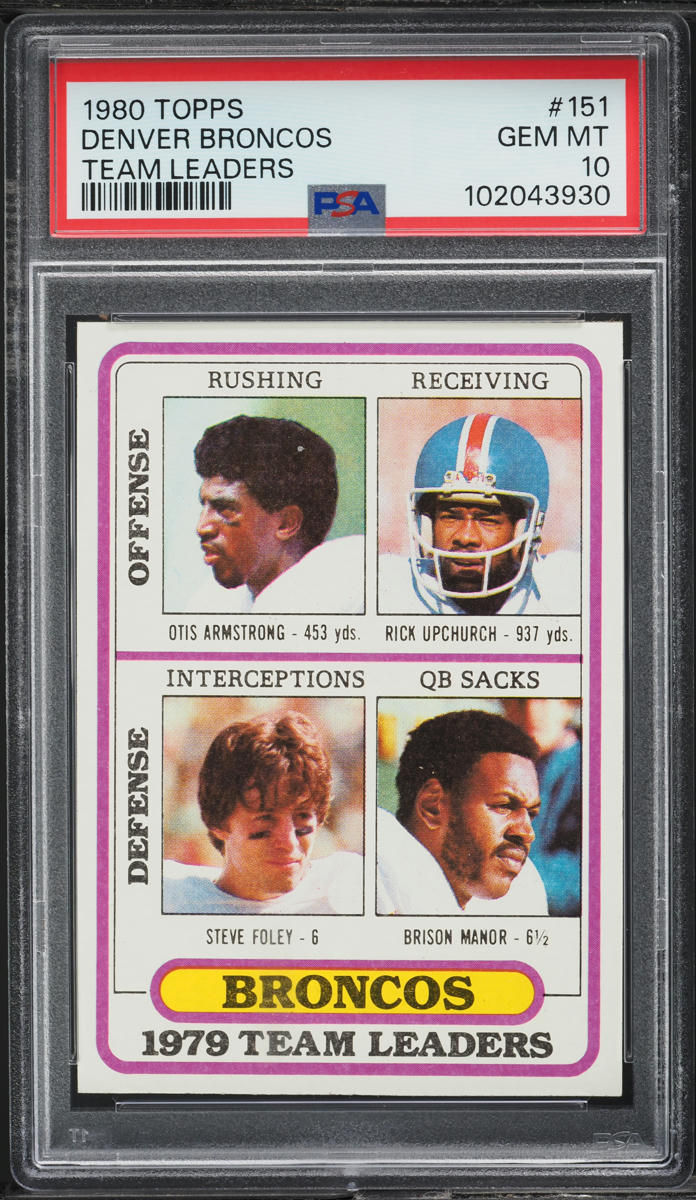 1980 Topps Football Denver Broncos Team Leaders #151 PSA 10 GEM MINT