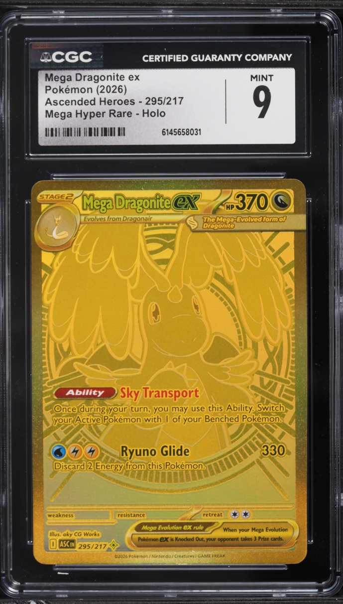 2026 Pokemon Mega Evolution Ascended Heroes Gold Rare Mega Dragonite EX #295 CGC 9 MINT