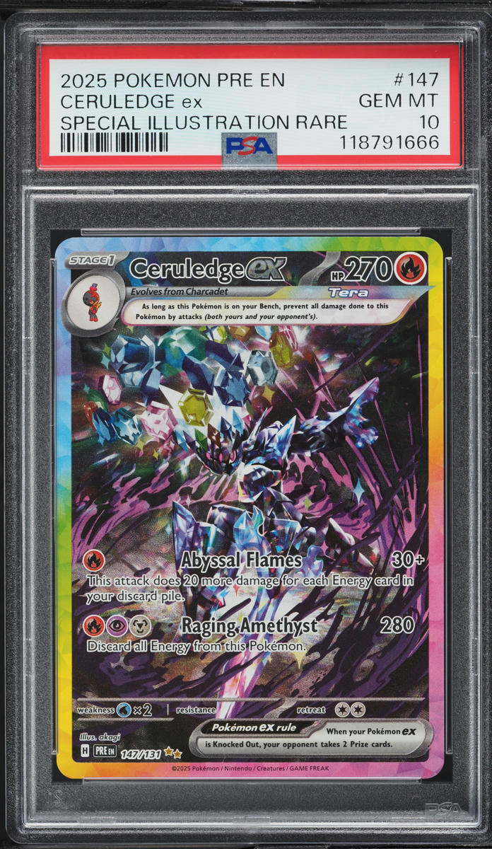 2025 Pokemon Scarlet & Violet Prismatic Evolutions SIR Ceruledge EX #147 PSA 10 GEM MINT