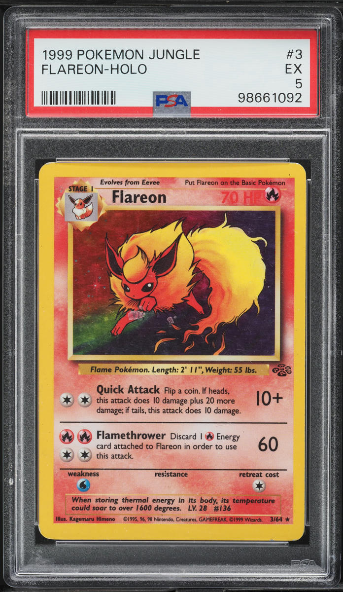 1999 Pokemon Jungle Holo Flareon #3 PSA 5 EX