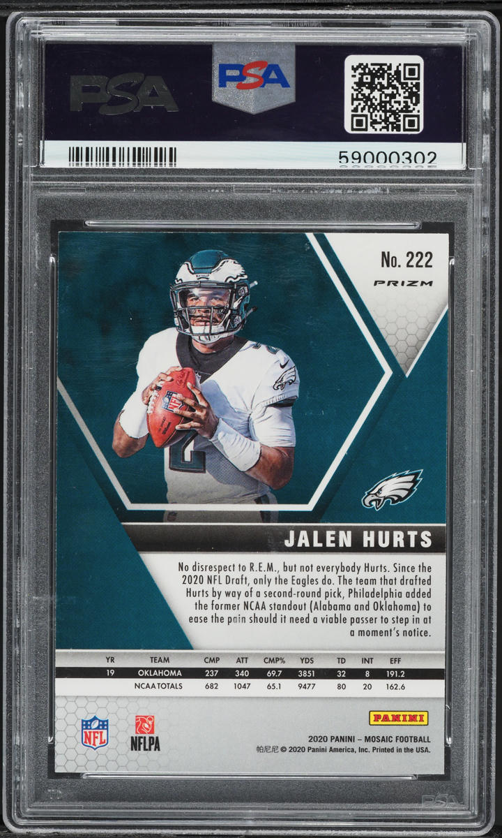 2020 Panini Mosaic Green Jalen Hurts ROOKIE #222 PSA 9 MINT