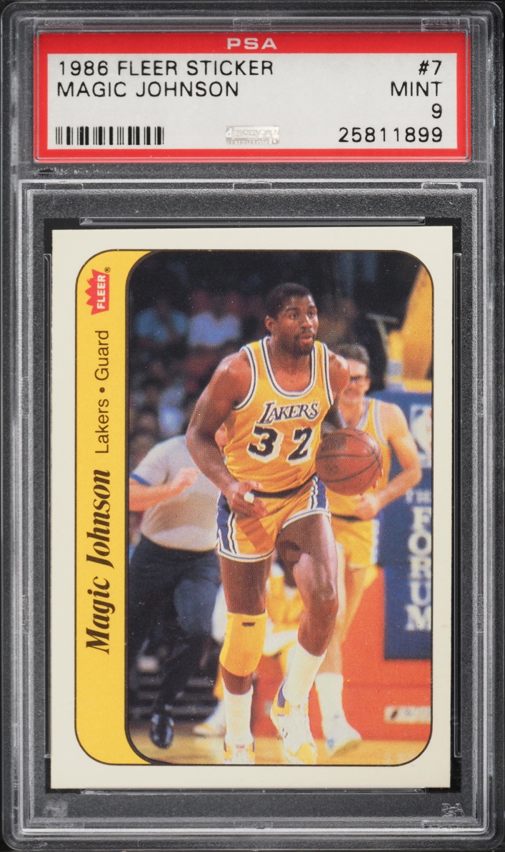 1986 Fleer Sticker Magic Johnson #7 PSA 9 MINT