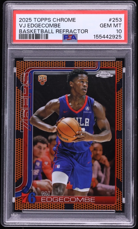 2025 Topps Chrome Basketball Refractor VJ Edgecombe ROOKIE #253 PSA 10 GEM MINT