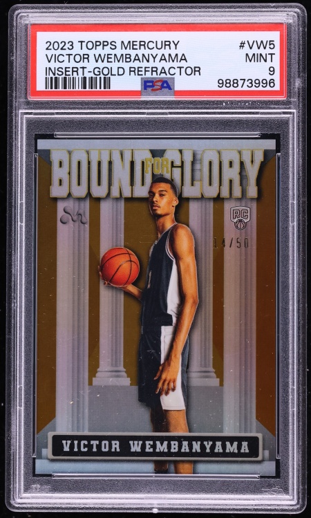 2023 Topps Mercury Insert Gold Refractor Victor Wembanyama ROOKIE /50 #VW-5 PSA 9 MINT