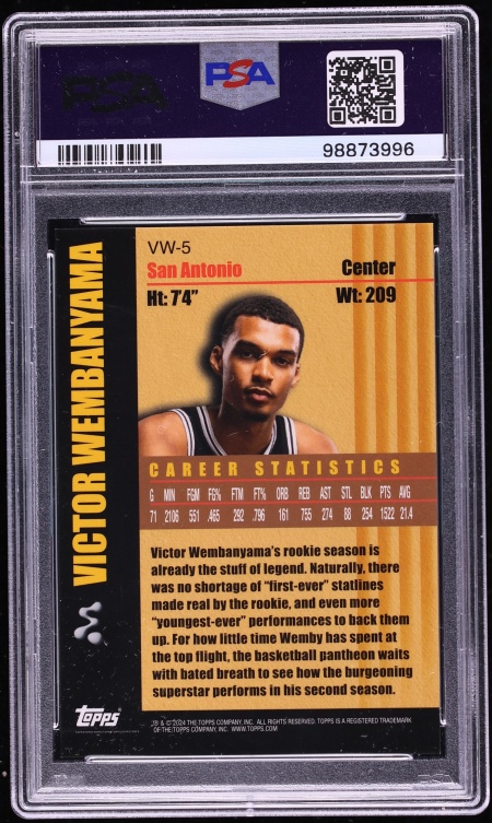 2023 Topps Mercury Insert Gold Refractor Victor Wembanyama ROOKIE /50 #VW-5 PSA 9 MINT