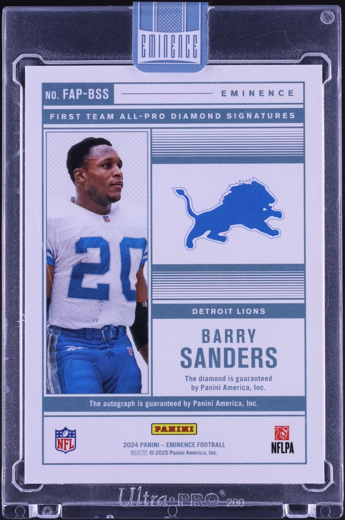 2024 Panini Eminence First Team All-Pro Diamond Gems Barry Sanders AUTO /10 #FAP-BSS - Photo 2