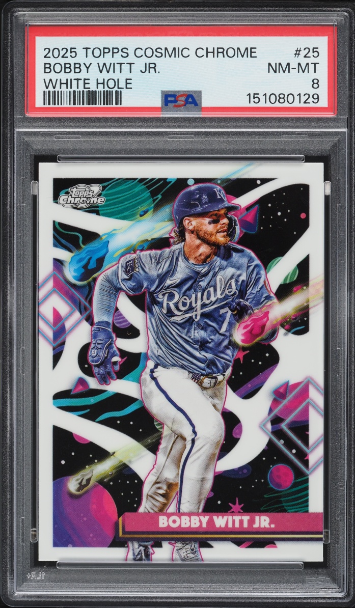 2025 Topps Chrome Cosmic White Hole Bobby Witt Jr. #25 PSA 8 NM-MT