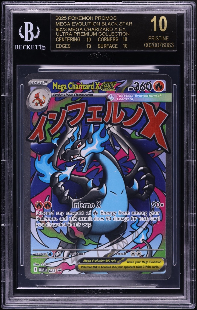 2025 Pokemon Mega Evolution Promo UPC Full Art Mega Charizard X Ex #23 BGS 10 BLACK LABEL