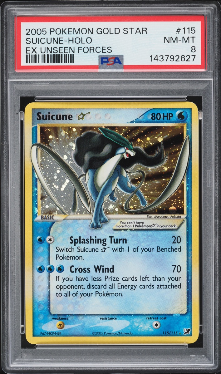 2005 Pokemon EX Unseen Forces Holo Suicune Gold Star #115 PSA 8 NM-MT
