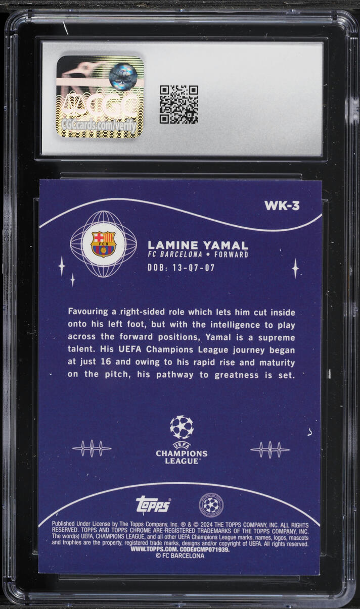2023 Topps Chrome UEFA Club Competitions Wonderkids Lamine Yamal ROOKIE #WK-3 CGC 8 NM-MT