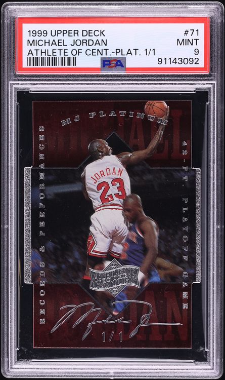 1999 Upper Deck Athlete Of The Century Platinum Michael Jordan 1/1 #71 PSA 9 MINT