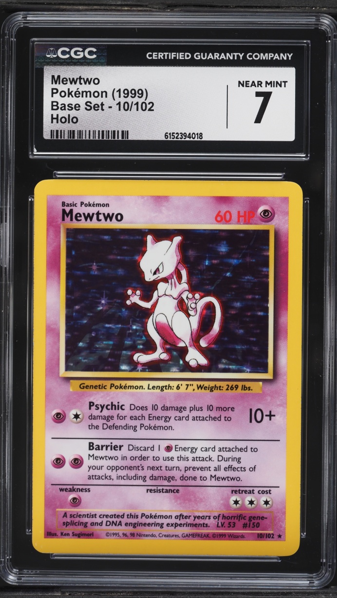 1999 Pokemon Base Set Holo Mewtwo #10 CGC 7 NRMT