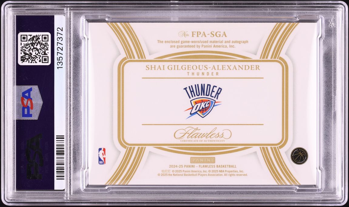 2024 Panini Flawless Blue Shai Gilgeous-Alexander PATCH AUTO /3 #FPA-SGA PSA 9 MINT