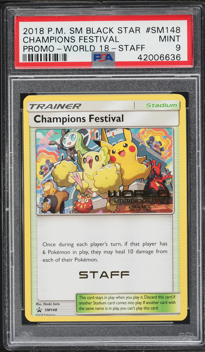 2018 Pokemon Sun & Moon Black Star Promo World '18 Staff Champions Festival #SM148 PSA 9 MINT