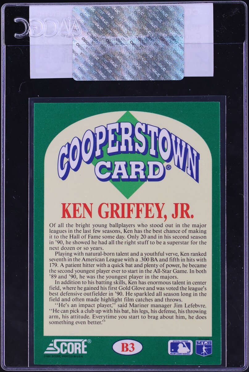 1991 Score Cooperstown Ken Griffey Jr. #B3 CGC AUTH