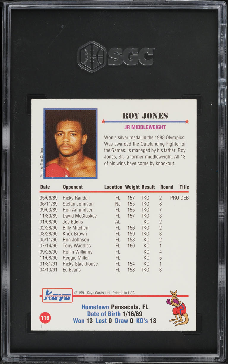 1991 Kayo Boxing Roy Jones ROOKIE #116 SGC 9 MINT