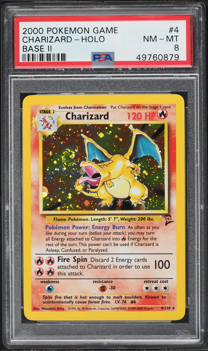 2000 Pokemon Base Set 2 Holo Charizard #4 PSA 8 NM-MT