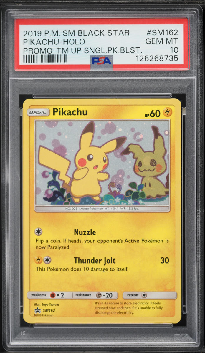 2019 Pokemon Sun & Moon Black Star Promo Team Up Holo Pikachu #SM162 PSA 10 GEM MINT