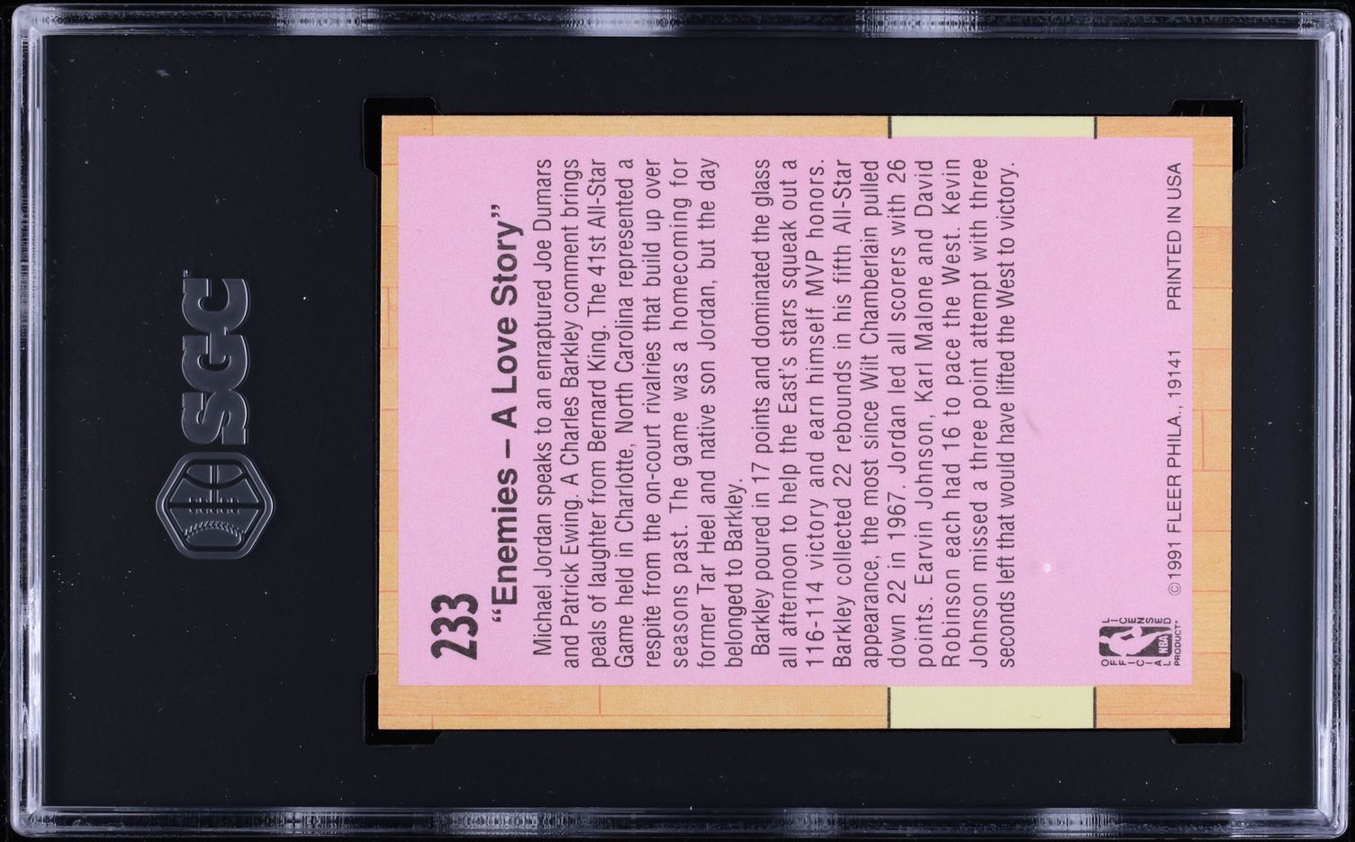 1991 Fleer Basketball Michael Jordan ALL-STAR GAME #233 SGC 7 NRMT