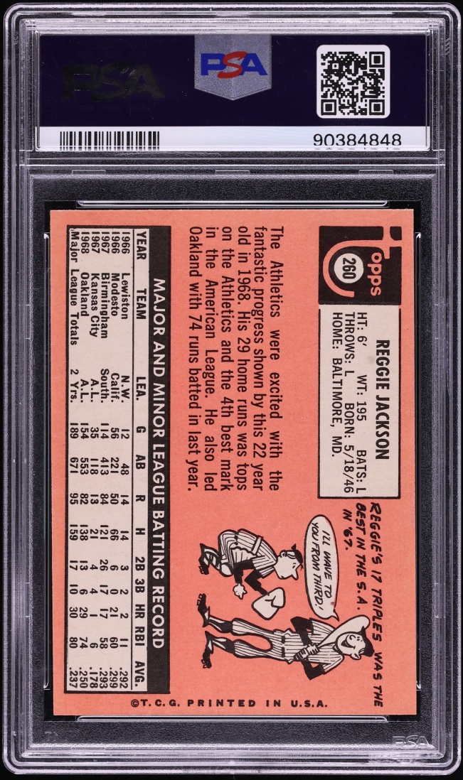1969 Topps Reggie Jackson ROOKIE #260 PSA 7 NRMT
