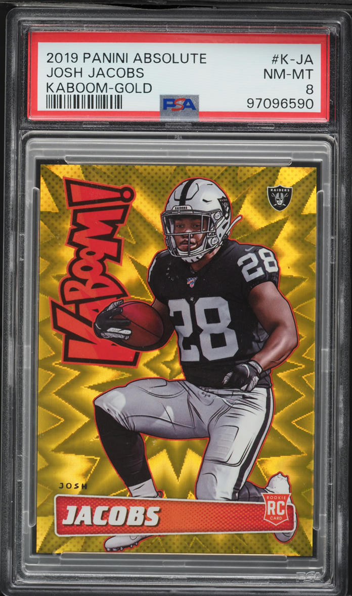 2019 Absolute Kaboom! Gold Josh Jacobs ROOKIE /10 #K-JA PSA 8 NM-MT