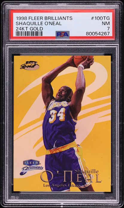 1998 Fleer Brilliants 24KT Gold Shaquille O'Neal /24 #100TG PSA 7 NRMT