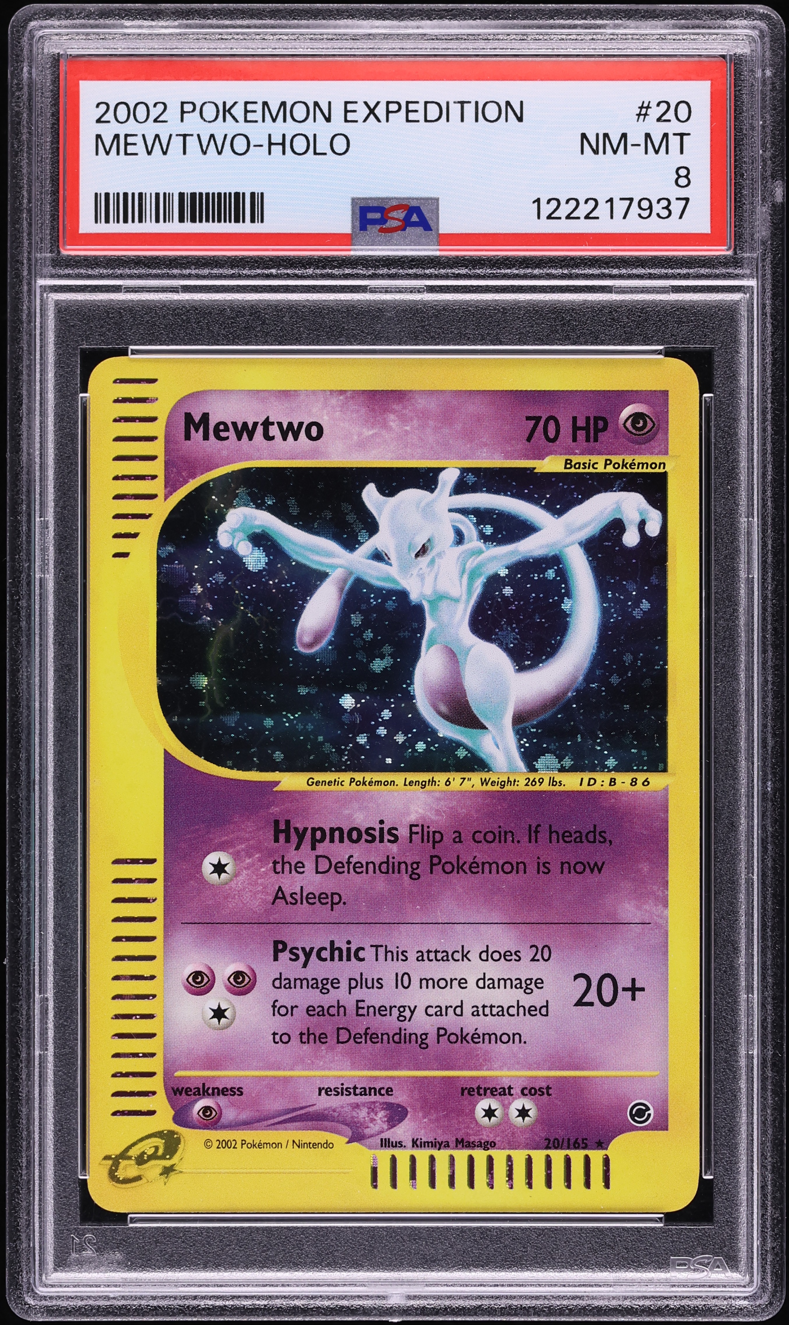 2002 Pokemon Expedition Holo Mewtwo #20 PSA 8 NM-MT
