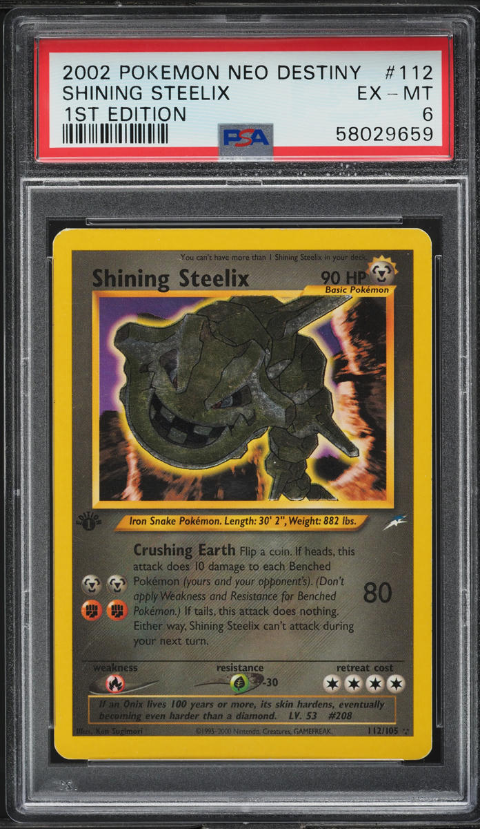 2002 Pokemon Neo Destiny 1st Edition Shining Steelix #112 PSA 6 EXMT