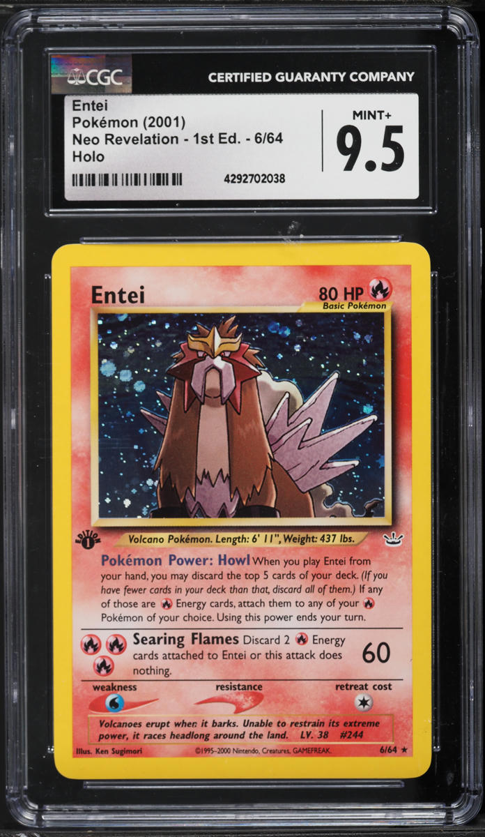 2001 Pokemon Neo Revelation 1st Edition Holo Entei #6 CGC 9.5 MINT+