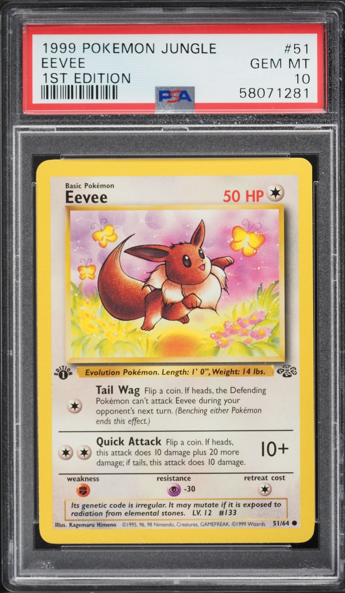 1999 Pokemon Jungle 1st Edition Eevee #51 PSA 10 GEM MINT