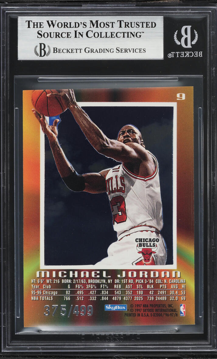 1996 Skybox E-X2000 Credentials Michael Jordan /499 #9 BGS 7 NRMT