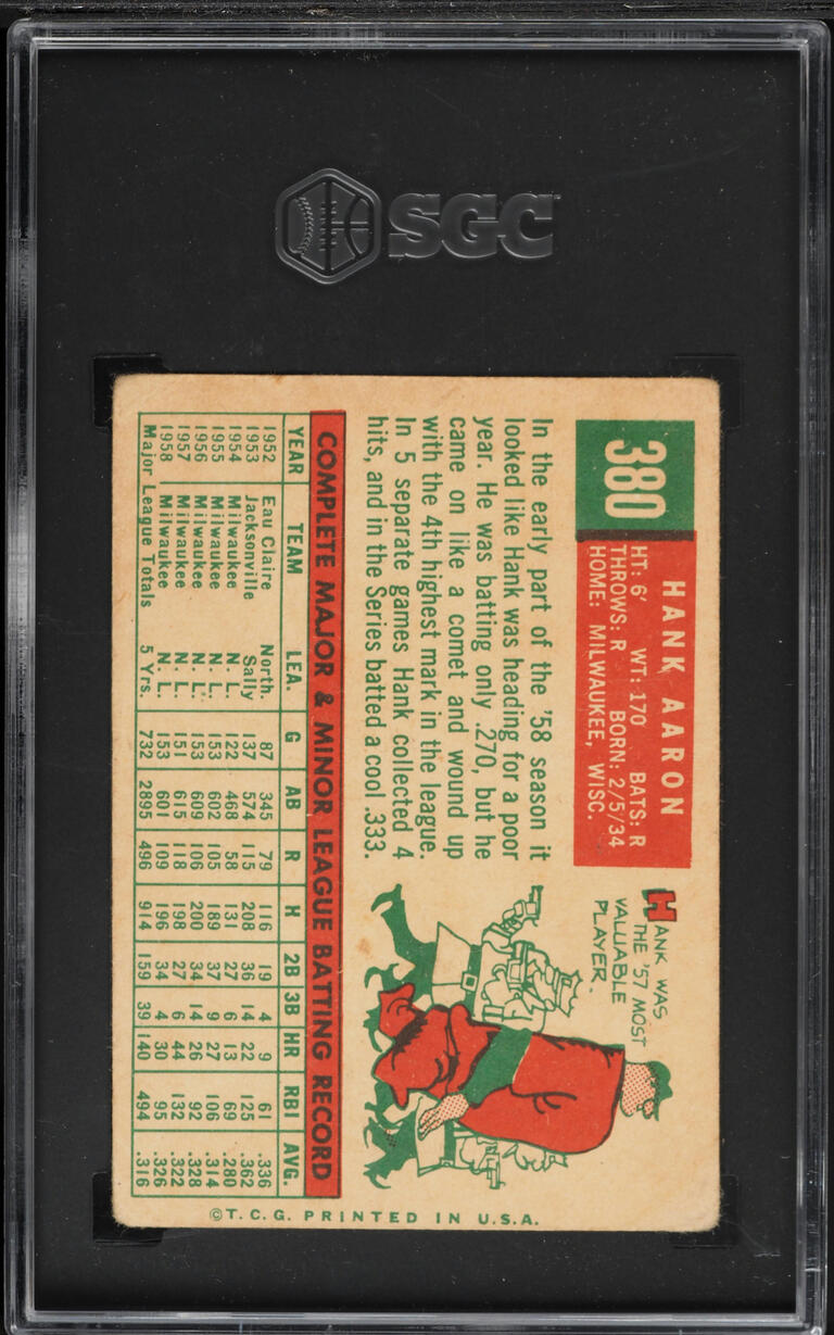 1959 Topps Hank Aaron #380 SGC 1.5 FR