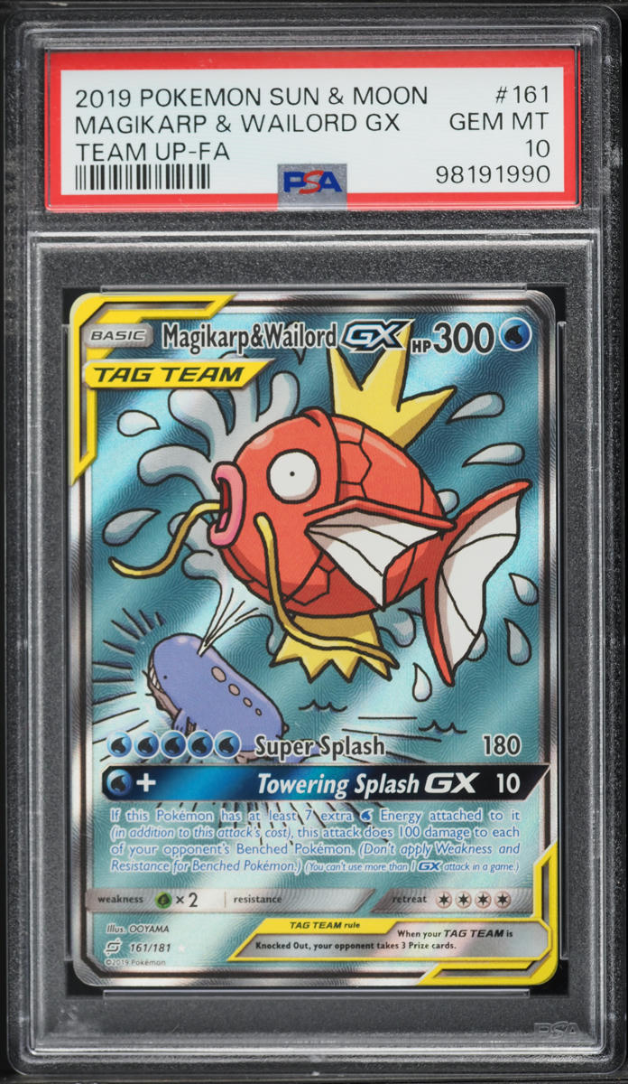 2019 Pokemon Sun & Moon Team Up Full Art Magikarp & Wailord GX #161 PSA 10 GEM MINT