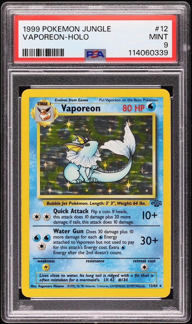1999 Pokemon Jungle Holo Vaporeon #12 PSA 9 MINT on Fanatics Collect