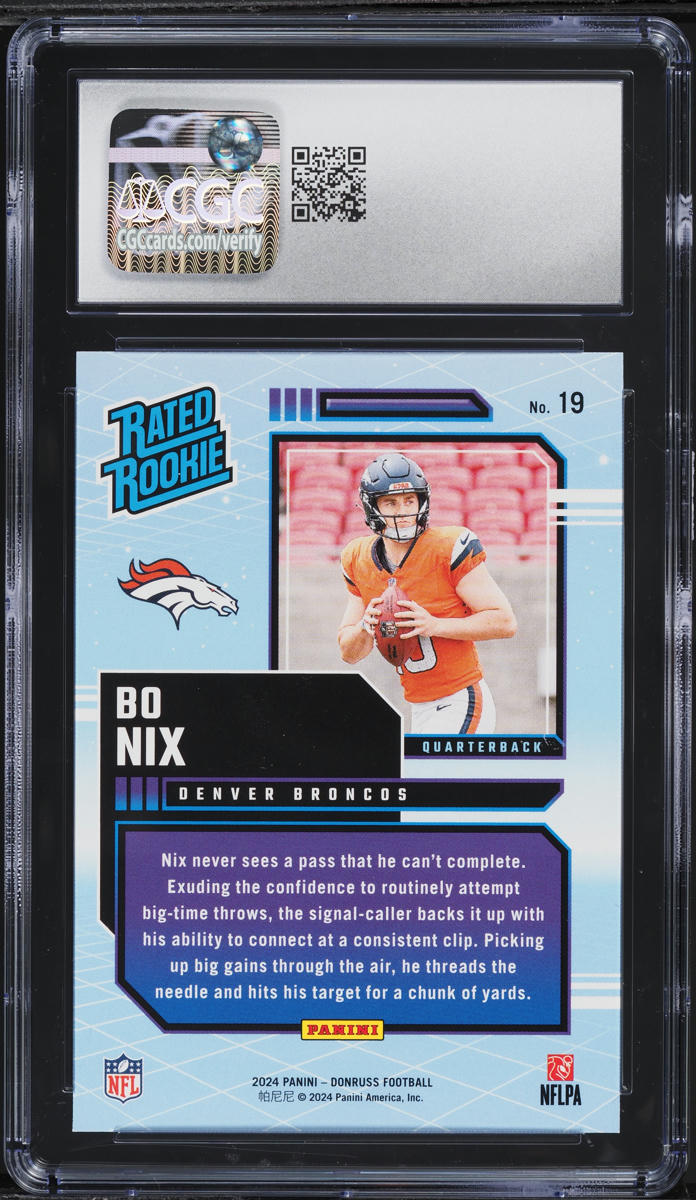 2024 Donruss Retro Bo Nix ROOKIE #19 CGC 10 GEM MINT