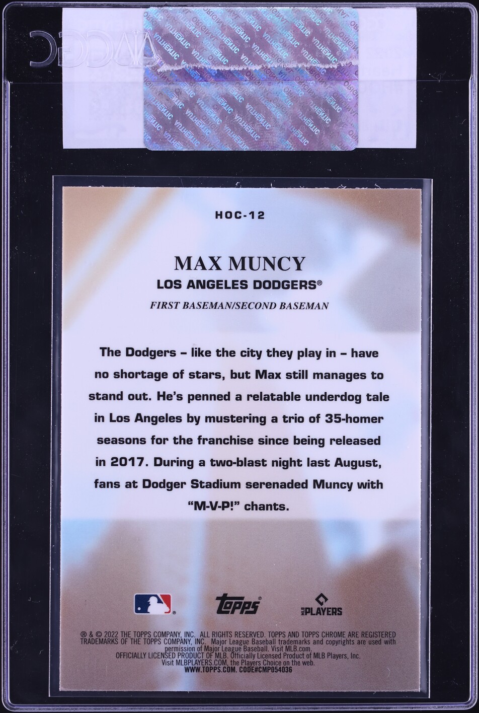 2022 Topps Chrome Heart Of The City Max Muncy #HOC-12 CGC AUTH
