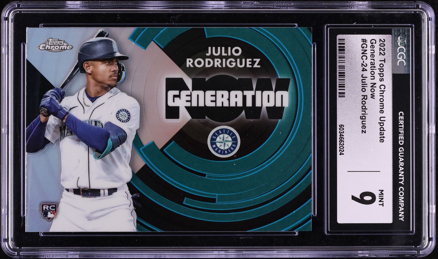 2022 Topps Chrome Update Generation Now Julio Rodriguez ROOKIE #GNC-24 CGC 9