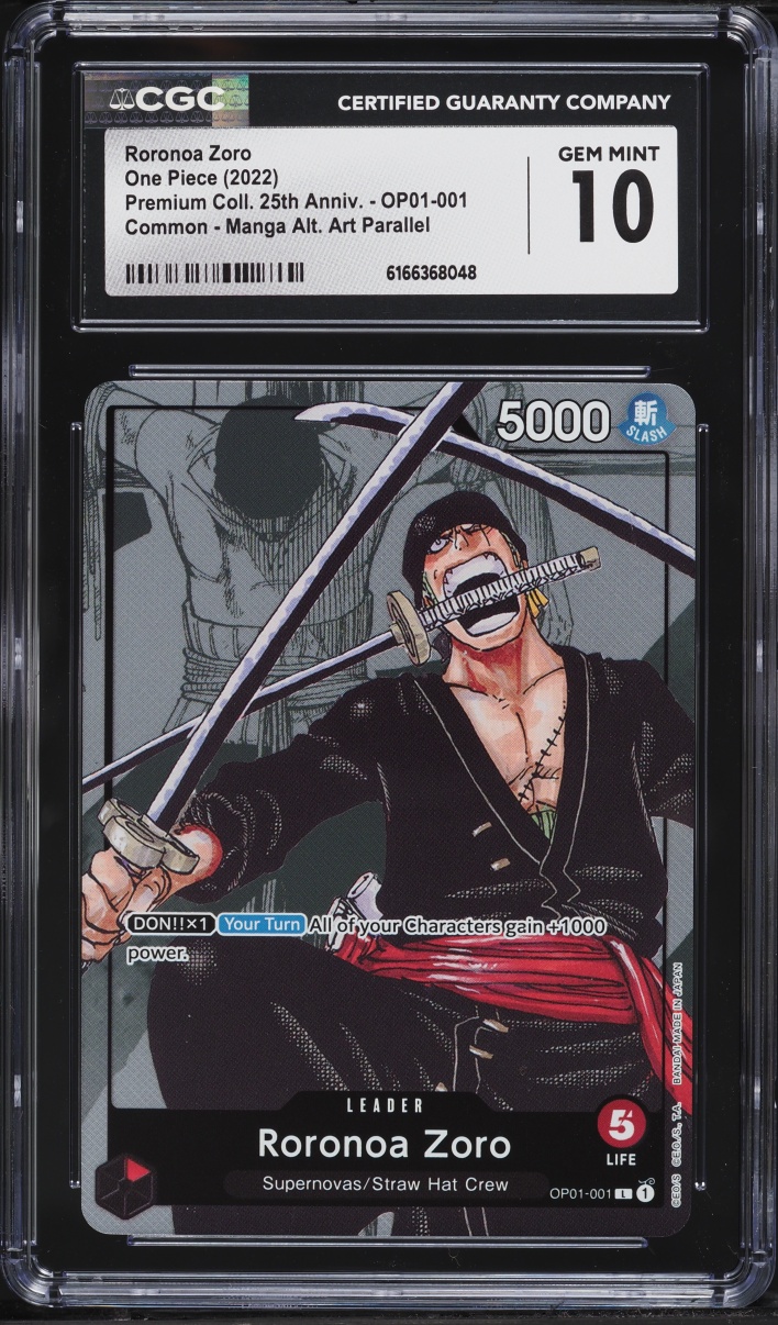 2022 One Piece Premium Collection 25th Anniversary Manga Art Roronoa Zoro #OP01-001 CGC 10 GEM