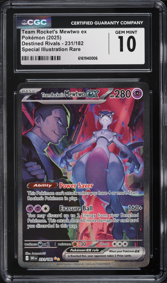 2025 Pokemon Scarlet & Violet Destined Rivals SIR Team Rocket's Mewtwo Ex #231 CGC 10 GEM MINT