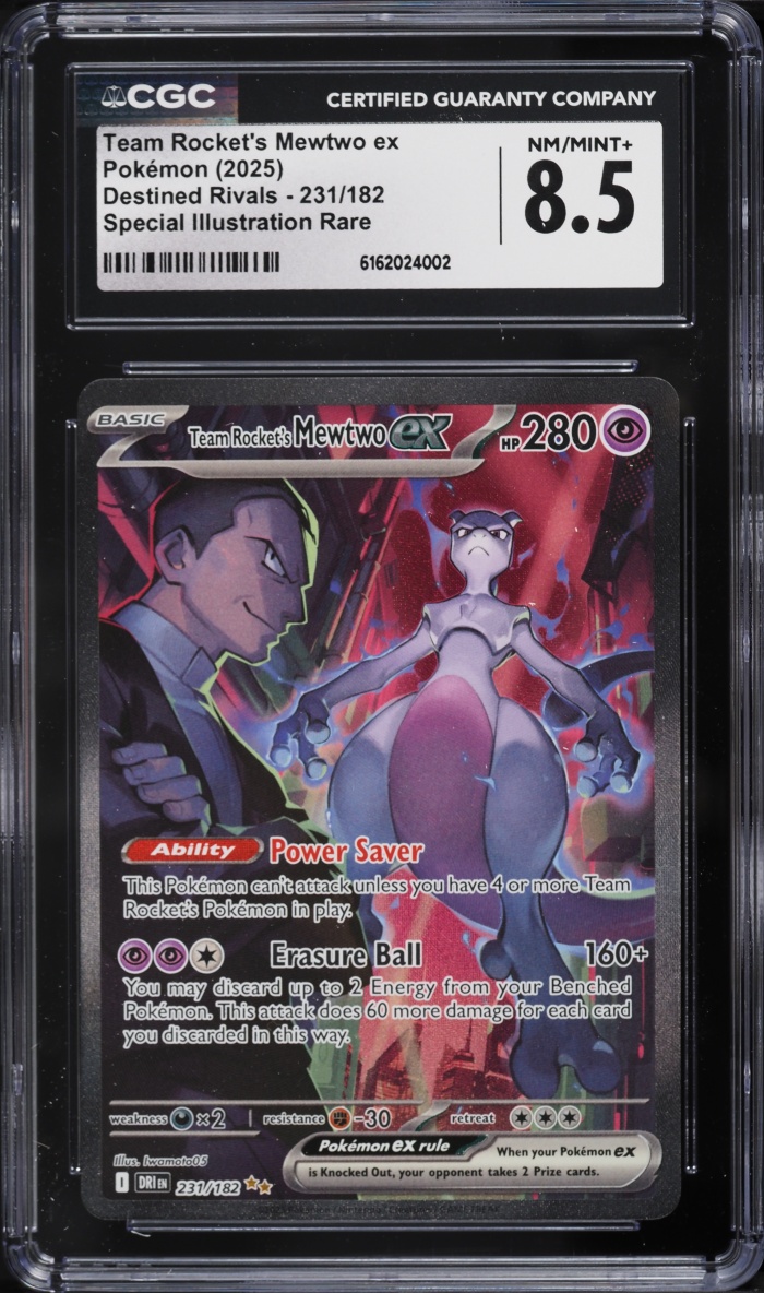 2025 Pokemon Scarlet & Violet Destined Rivals SIR Team Rocket's Mewtwo Ex #231 CGC 8.5 NM-MT+