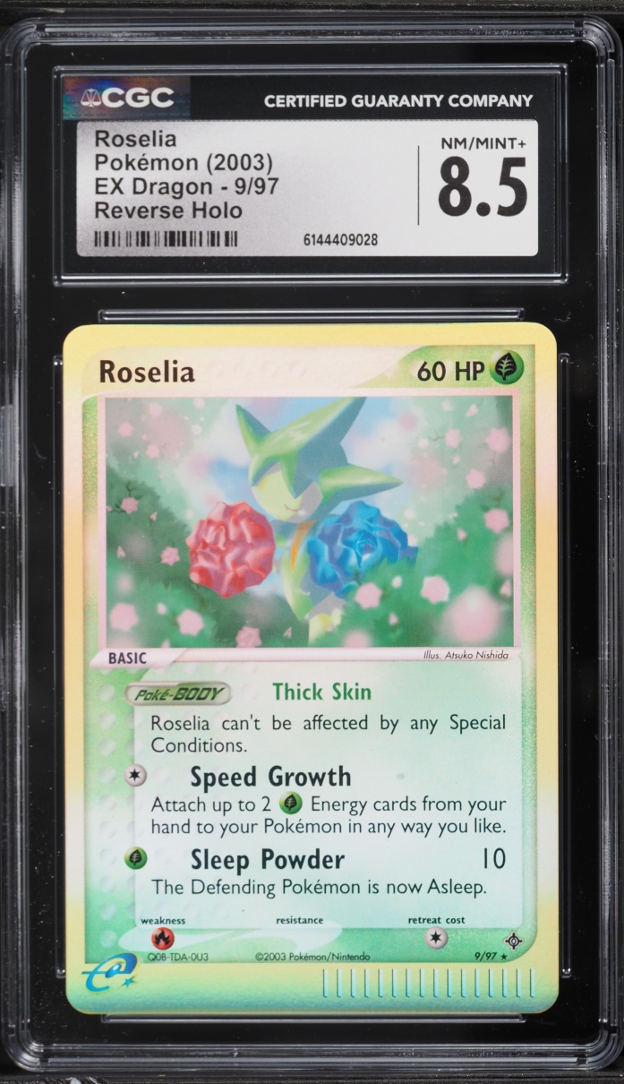 2003 Pokemon EX Dragon Reverse Holo Roselia #9 CGC 8.5 NM-MT+