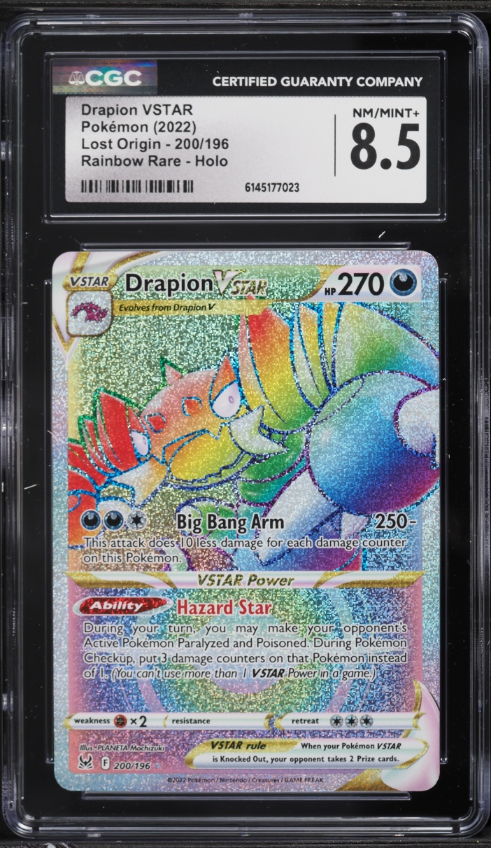 2022 Pokemon Sword & Shield Lost Origin Rainbow Rare Drapion VSTAR #200 CGC 8.5 NM-MT+
