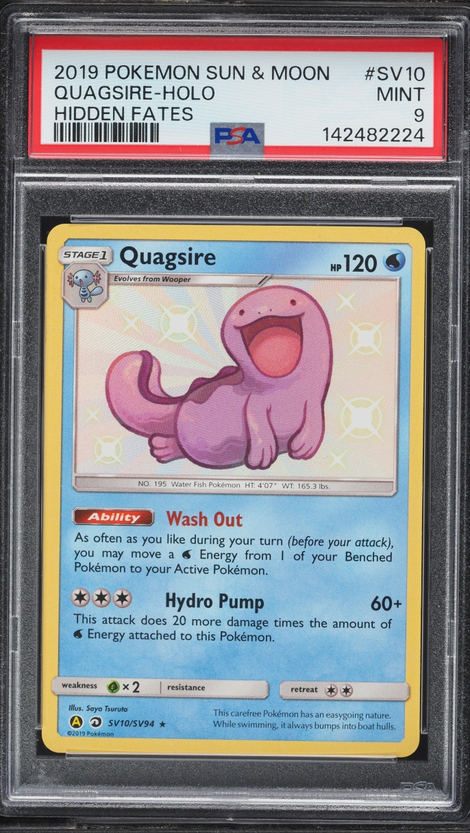 2019 Pokemon Sun & Moon Hidden Fates Shiny Quagsire #SV10 PSA 9 MINT