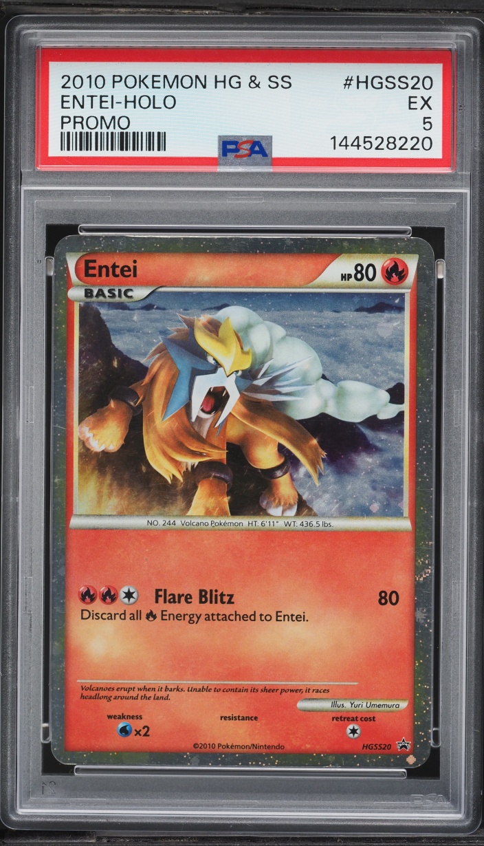 2010 Pokemon HeartGold & SoulSilver Promo Holo Entei #HGSS20 PSA 5 EX
